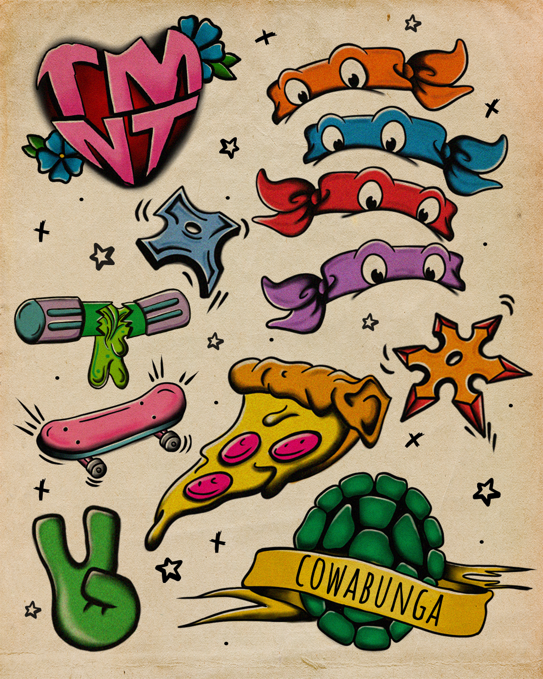 TMNT Flash Tattoos